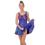 Cartoon Funny Aliens With Ufo Duck Starry Sky Set Inside Out Casual Dress
