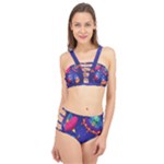 Cartoon Funny Aliens With Ufo Duck Starry Sky Set Cage Up Bikini Set