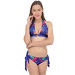 Cartoon Funny Aliens With Ufo Duck Starry Sky Set Tie It Up Bikini Set