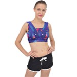 Cartoon Funny Aliens With Ufo Duck Starry Sky Set V-Back Sports Bra