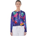Cartoon Funny Aliens With Ufo Duck Starry Sky Set Women s Slouchy Sweat
