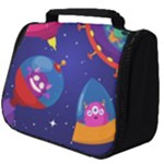 Cartoon Funny Aliens With Ufo Duck Starry Sky Set Full Print Travel Pouch (Big)
