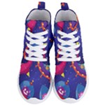 Cartoon Funny Aliens With Ufo Duck Starry Sky Set Women s Lightweight High Top Sneakers