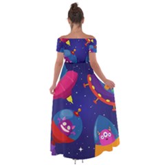 Off Shoulder Open Front Chiffon Dress 