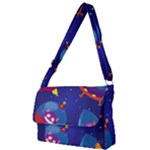 Cartoon Funny Aliens With Ufo Duck Starry Sky Set Full Print Messenger Bag (S)