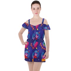 Ruffle Cut Out Chiffon Playsuit 