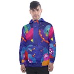 Cartoon Funny Aliens With Ufo Duck Starry Sky Set Men s Front Pocket Pullover Windbreaker