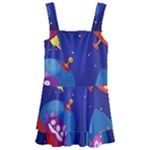 Cartoon Funny Aliens With Ufo Duck Starry Sky Set Kids  Layered Skirt Swimsuit