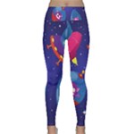 Cartoon Funny Aliens With Ufo Duck Starry Sky Set Lightweight Velour Classic Yoga Leggings