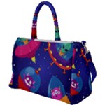 Cartoon Funny Aliens With Ufo Duck Starry Sky Set Duffel Travel Bag