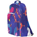 Cartoon Funny Aliens With Ufo Duck Starry Sky Set Double Compartment Backpack