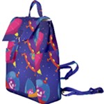 Cartoon Funny Aliens With Ufo Duck Starry Sky Set Buckle Everyday Backpack