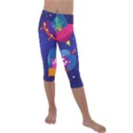Cartoon Funny Aliens With Ufo Duck Starry Sky Set Kids  Lightweight Velour Capri Leggings 