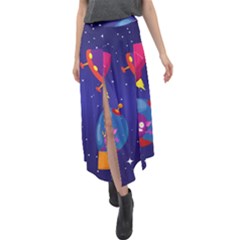 Velour Split Maxi Skirt 