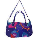 Cartoon Funny Aliens With Ufo Duck Starry Sky Set Removable Strap Handbag