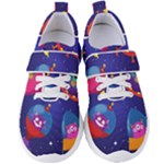 Cartoon Funny Aliens With Ufo Duck Starry Sky Set Women s Velcro Strap Shoes
