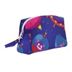 Cartoon Funny Aliens With Ufo Duck Starry Sky Set Wristlet Pouch Bag (Medium)