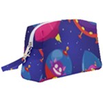Cartoon Funny Aliens With Ufo Duck Starry Sky Set Wristlet Pouch Bag (Large)