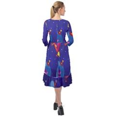 Ruffle End Midi Chiffon Dress 