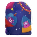 Cartoon Funny Aliens With Ufo Duck Starry Sky Set Drawstring Pouch (3XL)
