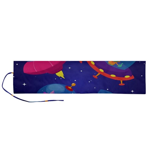 Cartoon Funny Aliens With Ufo Duck Starry Sky Set Roll Up Canvas Pencil Holder (L) from ArtsNow.com