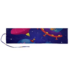Cartoon Funny Aliens With Ufo Duck Starry Sky Set Roll Up Canvas Pencil Holder (L) from ArtsNow.com
