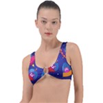 Cartoon Funny Aliens With Ufo Duck Starry Sky Set Ring Detail Bikini Top