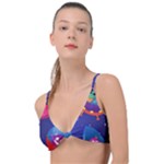 Cartoon Funny Aliens With Ufo Duck Starry Sky Set Knot Up Bikini Top