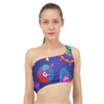 Cartoon Funny Aliens With Ufo Duck Starry Sky Set Spliced Up Bikini Top 