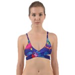 Cartoon Funny Aliens With Ufo Duck Starry Sky Set Wrap Around Bikini Top