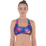 Cartoon Funny Aliens With Ufo Duck Starry Sky Set Cross Back Hipster Bikini Top 
