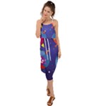 Cartoon Funny Aliens With Ufo Duck Starry Sky Set Waist Tie Cover Up Chiffon Dress