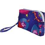 Cartoon Funny Aliens With Ufo Duck Starry Sky Set Wristlet Pouch Bag (Small)