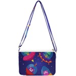 Cartoon Funny Aliens With Ufo Duck Starry Sky Set Double Gusset Crossbody Bag