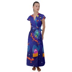 Flutter Sleeve Maxi Dress 