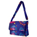 Cartoon Funny Aliens With Ufo Duck Starry Sky Set Full Print Messenger Bag (M)