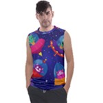 Cartoon Funny Aliens With Ufo Duck Starry Sky Set Men s Regular Tank Top