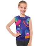 Cartoon Funny Aliens With Ufo Duck Starry Sky Set Kids  Mesh Tank Top