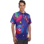 Cartoon Funny Aliens With Ufo Duck Starry Sky Set Men s Polo T-Shirt