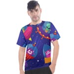 Cartoon Funny Aliens With Ufo Duck Starry Sky Set Men s Sport Top