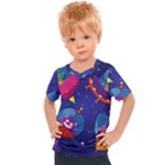 Cartoon Funny Aliens With Ufo Duck Starry Sky Set Kids  Sports T-Shirt