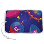 Cartoon Funny Aliens With Ufo Duck Starry Sky Set Pen Storage Case (M)