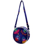 Cartoon Funny Aliens With Ufo Duck Starry Sky Set Crossbody Circle Bag
