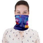 Cartoon Funny Aliens With Ufo Duck Starry Sky Set Face Covering Bandana (Adult)