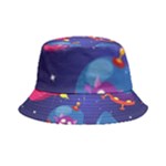 Cartoon Funny Aliens With Ufo Duck Starry Sky Set Inside Out Bucket Hat