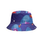 Cartoon Funny Aliens With Ufo Duck Starry Sky Set Inside Out Bucket Hat (Kids)