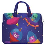 Cartoon Funny Aliens With Ufo Duck Starry Sky Set MacBook Pro 16  Double Pocket Laptop Bag 