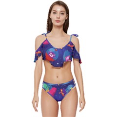 Ruffle Edge Tie Up Bikini Set	 