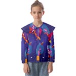Cartoon Funny Aliens With Ufo Duck Starry Sky Set Kids  Peter Pan Collar Blouse