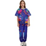 Cartoon Funny Aliens With Ufo Duck Starry Sky Set Kids  T-Shirt and Pants Sports Set